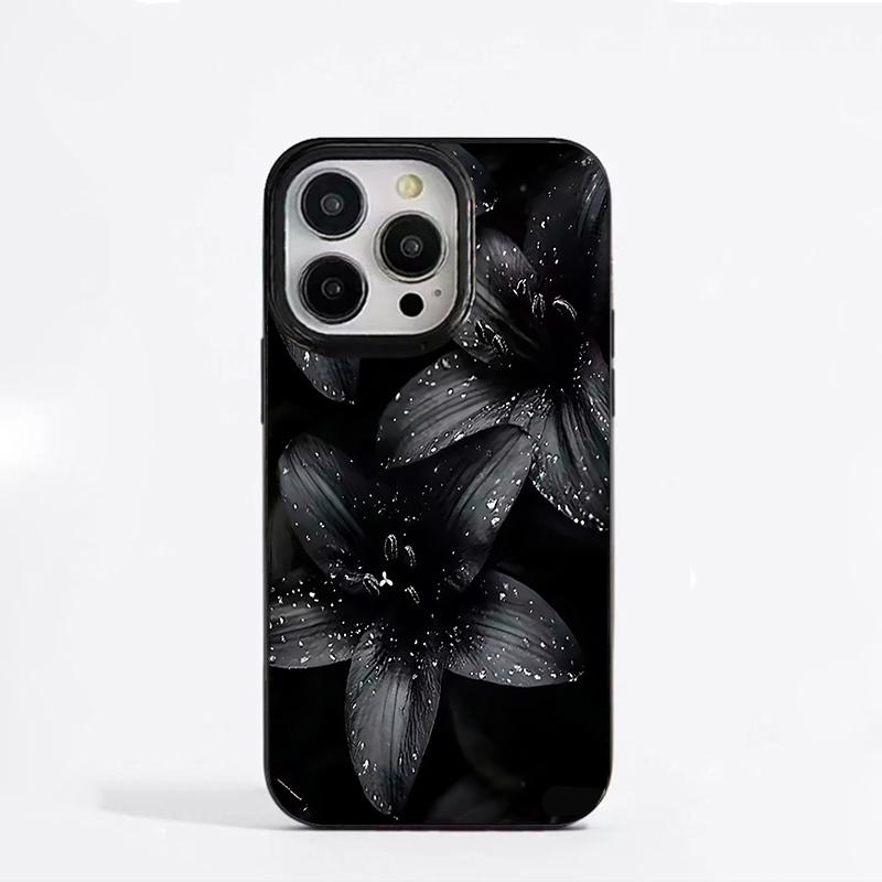 Dunkelblumenmuster Handyhülle Für IPhone 11 13 15 Pro 14 16 Plus 12 Pro Max 17Air Hülle Silikon Weiche Klare Abdeckung Schale
