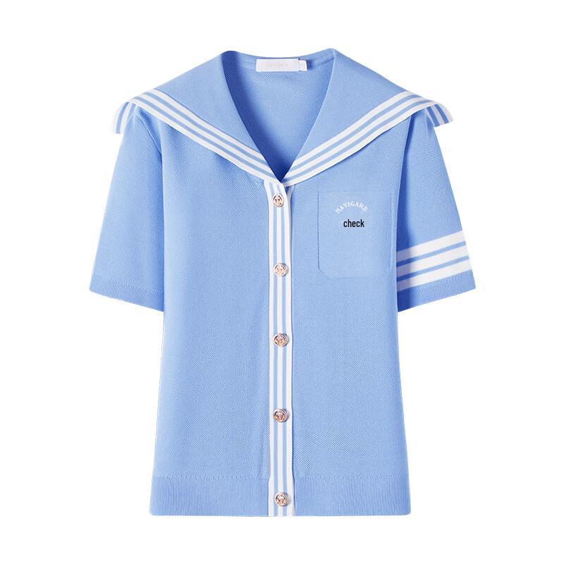 Navigare Italy Women's Striped Sailor Collar Knitted Cardigan