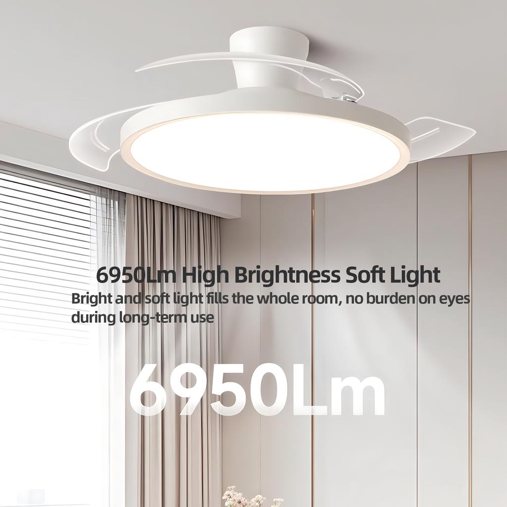 New Ceiling Fan Light 42 inch Infinitely Adjustable Lighting Remote Control Retractable Fan Blades For Living room Foyer Bedroom