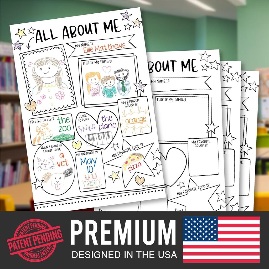 Hadley Designs All About Me Posters Elementary - 20 Star of The Week Poster, All About Me Posters Preschool & Kindergarten, Star Student Poster,