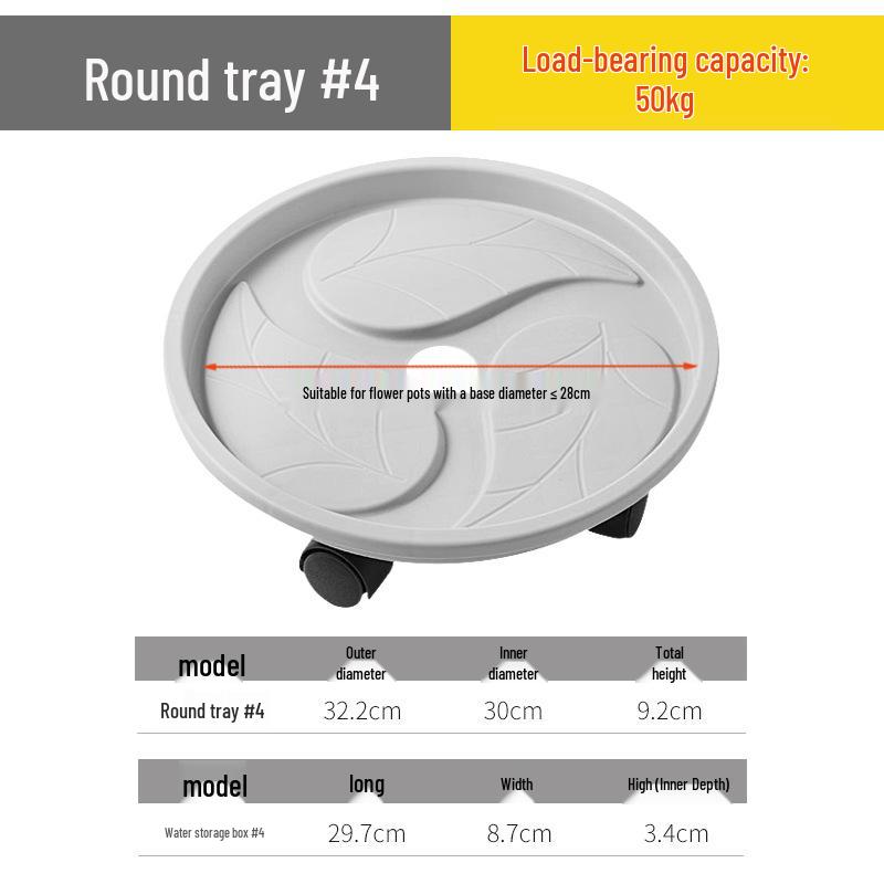 Mobile Plant Tray with Wheels and Water Reservoir - Leak-Proof, Thickened Plastic Base