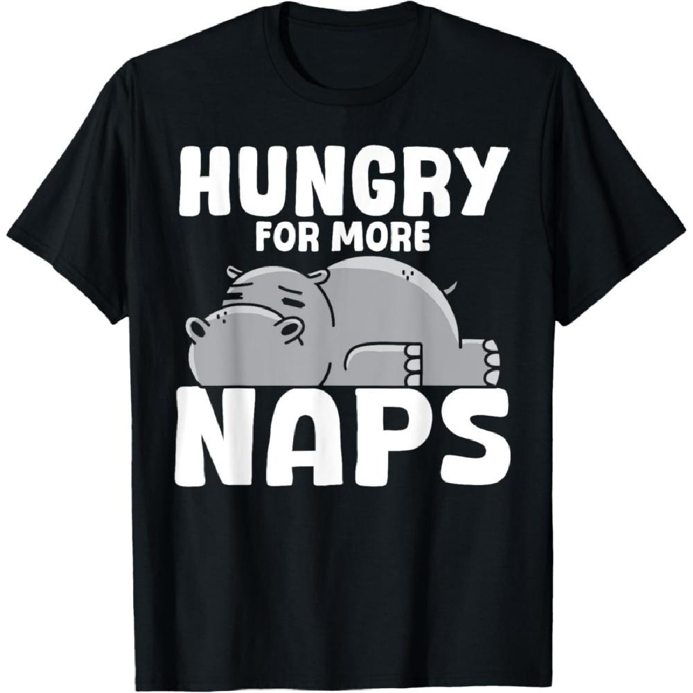 Hungrig auf mehr Nickerchen Nilpferd Flusspferd T-Shirt
