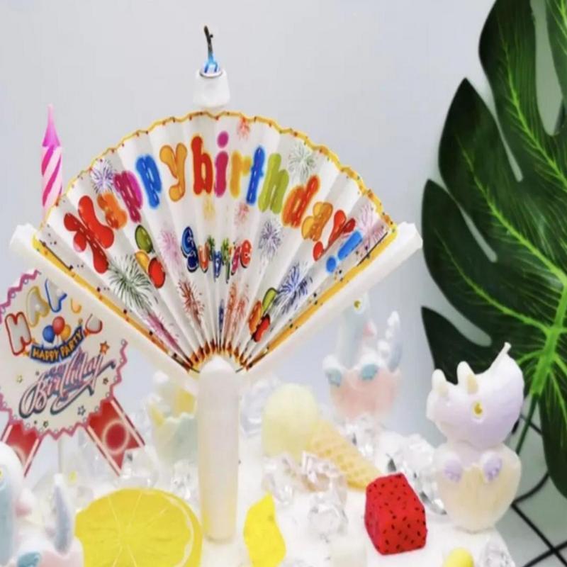 Clown Fan Happy Birthday Surprise Candles Creative Fan Candle Funny Wishing Candle Birthday Cake Candle Decoration Supplies