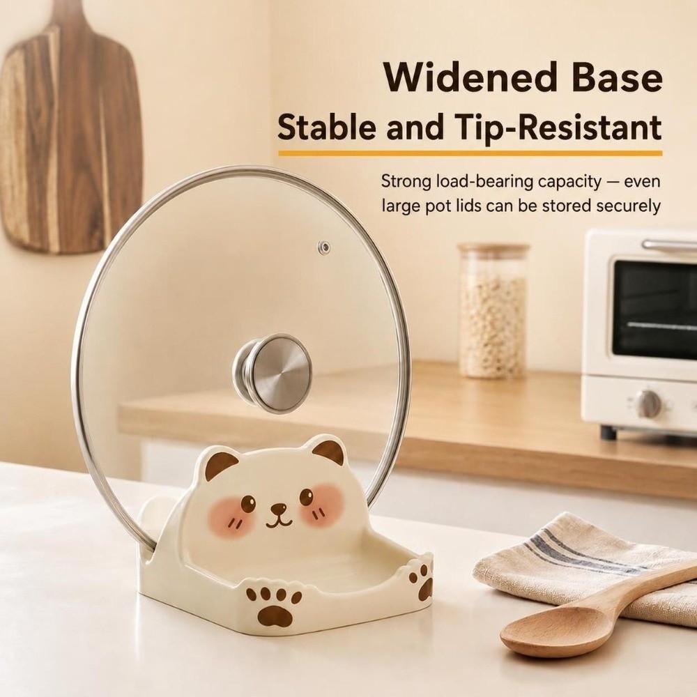 Bear Shape Design Lid Holder Non-Slip Pot Lid Rack Kitchen Counter Organizer  Kitchen Counter