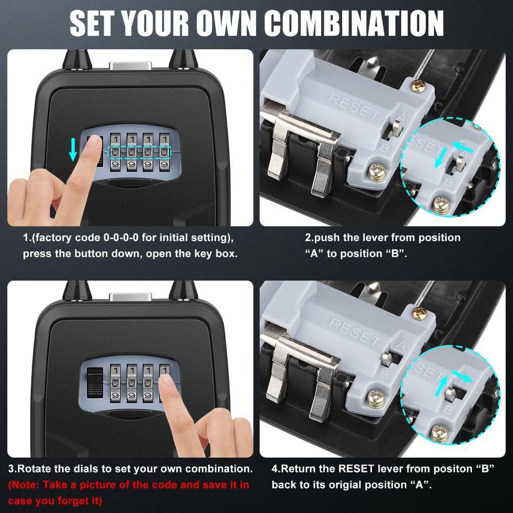 Wall Mounted 4 Digit Combination Key Box Passwords Code Key Lock Safe Box Key Safe Box  Garage