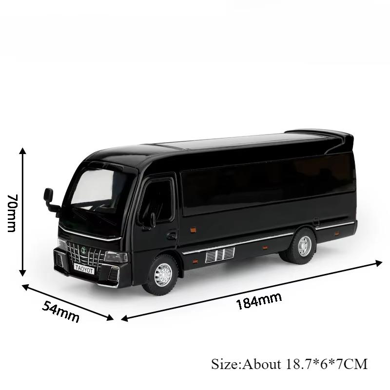 1:32 Alphard Coaster Miniature Model Toys Diecast Alloy Car Doors Opened Sound Light Pull Back Trendy Ornaments for Friend Gifts