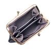 Genuine Leather Clasp Wallet, Small, Women's, Coin Purse, Divider, Lightweight, Cowhide Leather, Mini Wallet with Divider, Stylish Coin Case (Black)