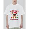 Christmas T Shirt Black Reindeer with Santa Hat and Sunglasses Christmas Cheer Squad Print Holiday Party Wear