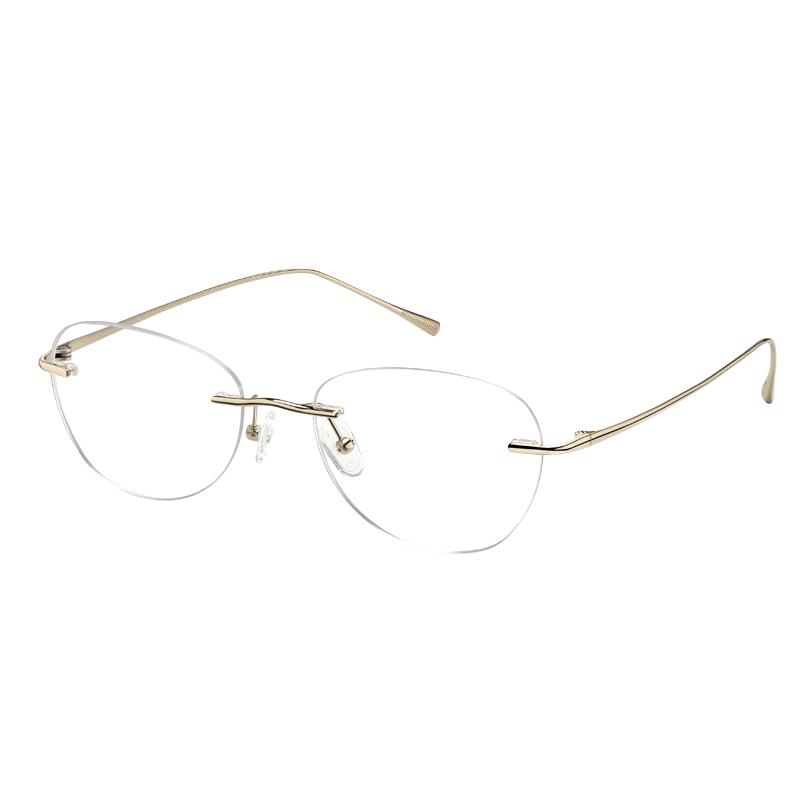 LOHO LH09115 Frameless Titanium Anti-Blue Light Glasses for Women 1.60 Anti-Blue Light Lens (50-400 Degree)