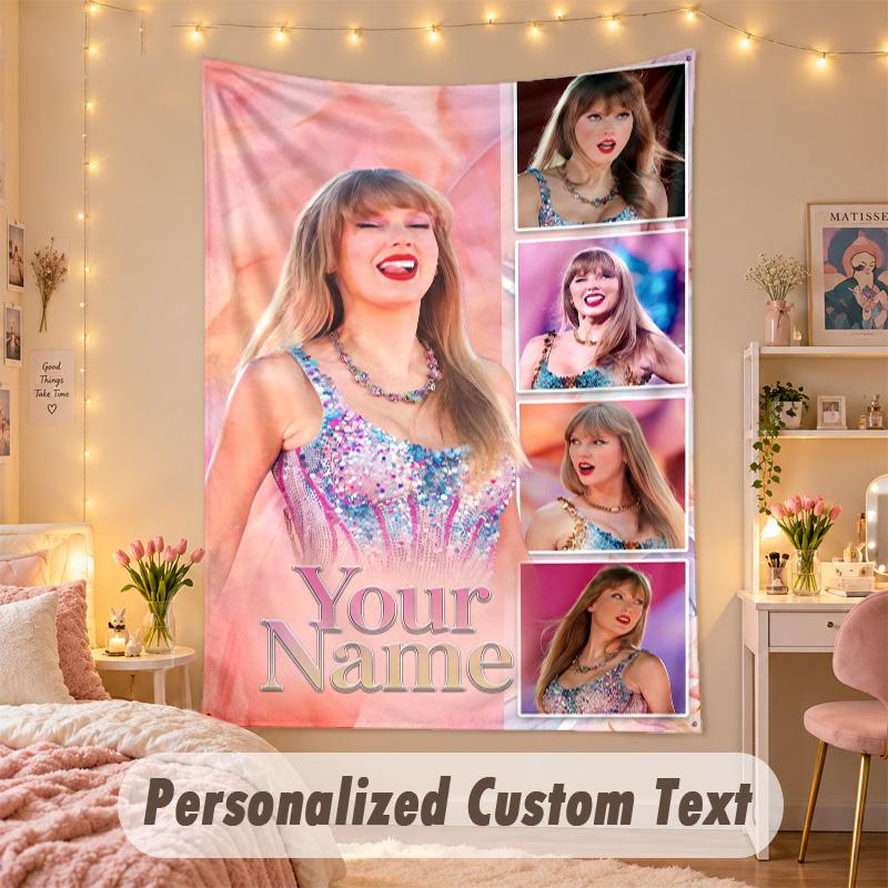 Custom Personalized Tapestry,Taylor Swift Print Custom Name Text Wall Art Hanging for Bedroom