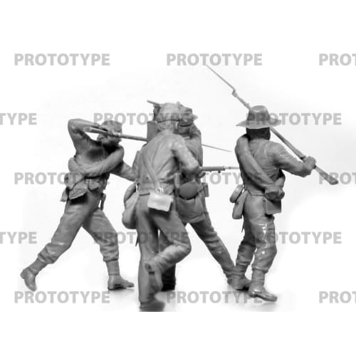 ICM 1/35 Scale US Confederate Infantry Set 2 (4 Soldiers) Plastic Model Kit 35024