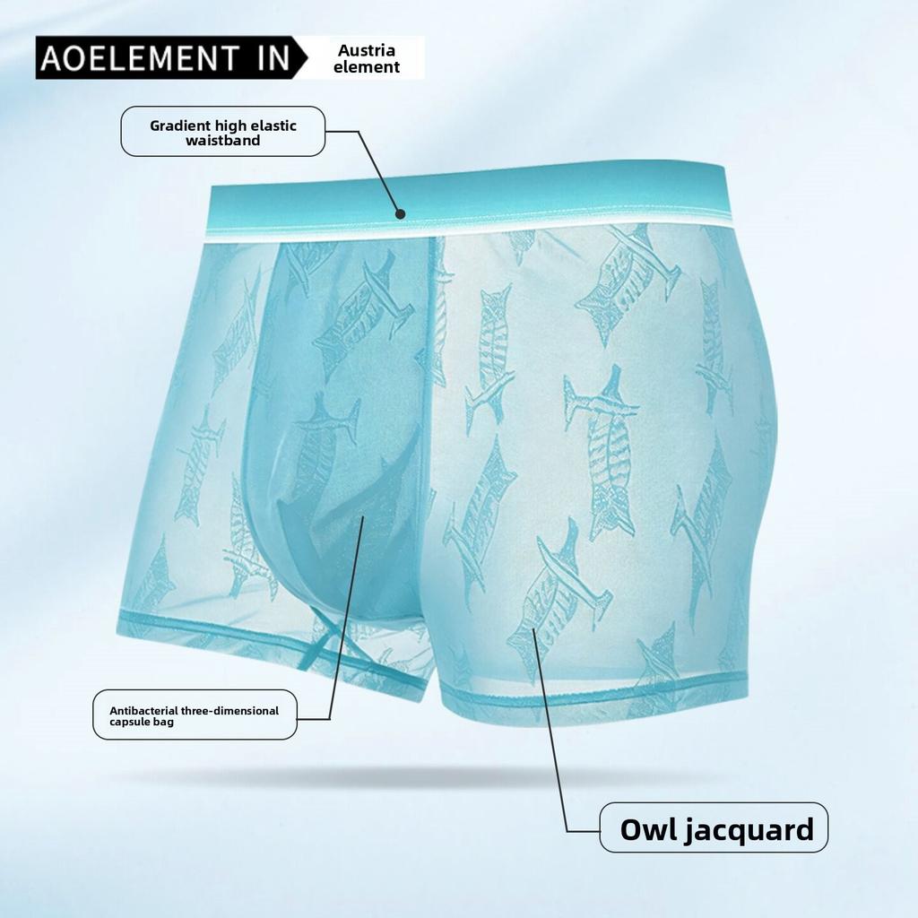 Plus-size Men's Summer Thin Ice Silk Antibacterial Breathable Flat Angle Briefs