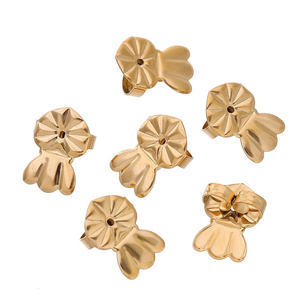 20pcs/lot Gold Color Flower Heart Stainless Steel Earring Studs Ears Hook Backs Stopper For Jewelry Making Earring Stoppers