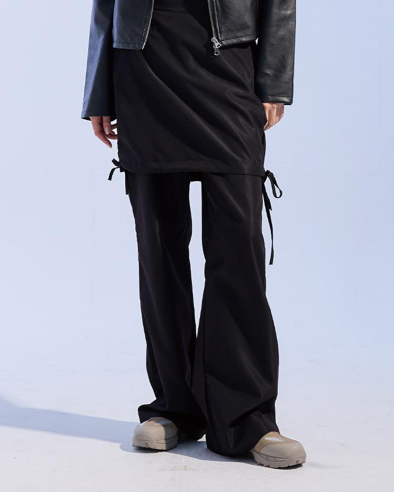 MOAA Wrap Skirt Bootcut Trousers (Black)