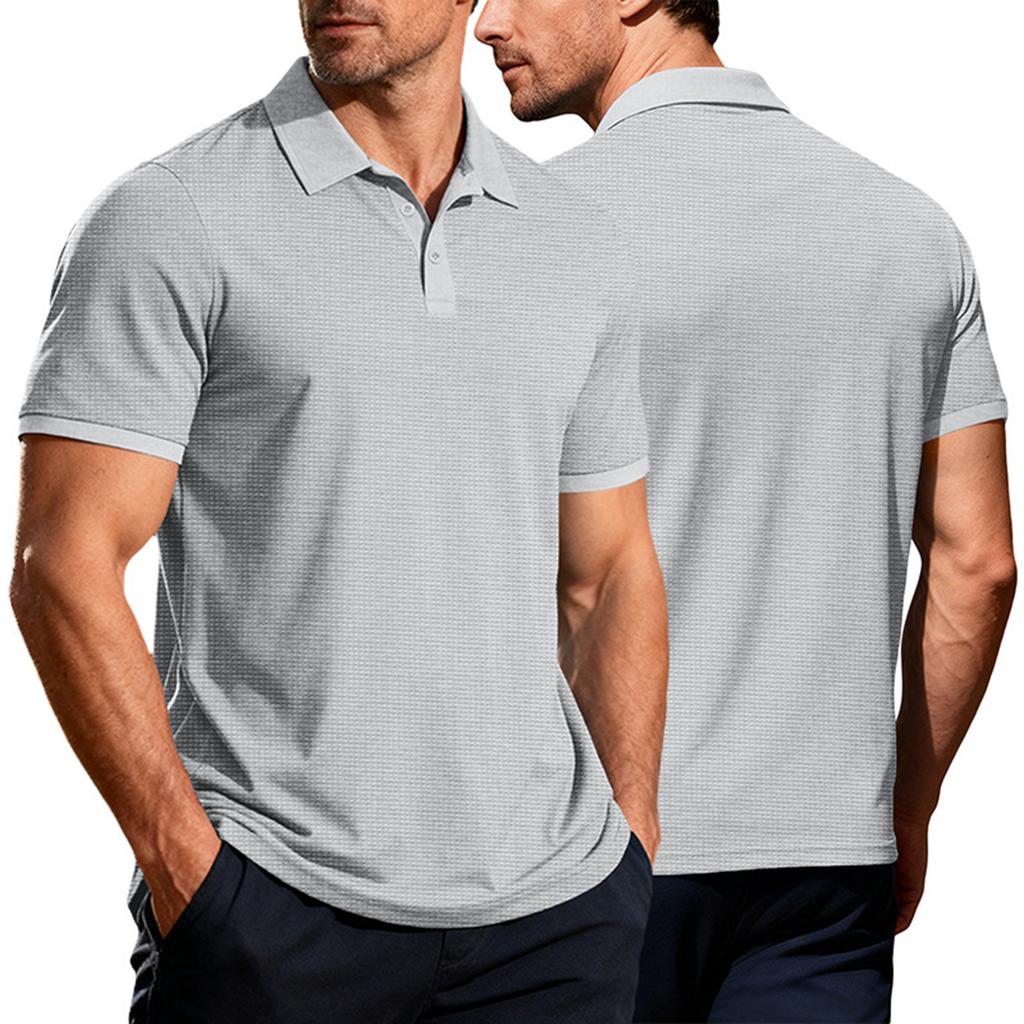 Men's Golf Shirt Casual Sports V Neck Ribbed Collar Short Sleeve Fashion Casual Solid Color Plain Spring & Summer Regular Fit