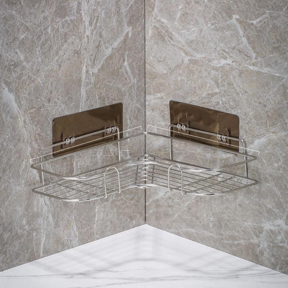 Metal Bathroom Shelf Stainless Steel Shampoo Storage Rack Durable Toilet Organizer  for Kitchen