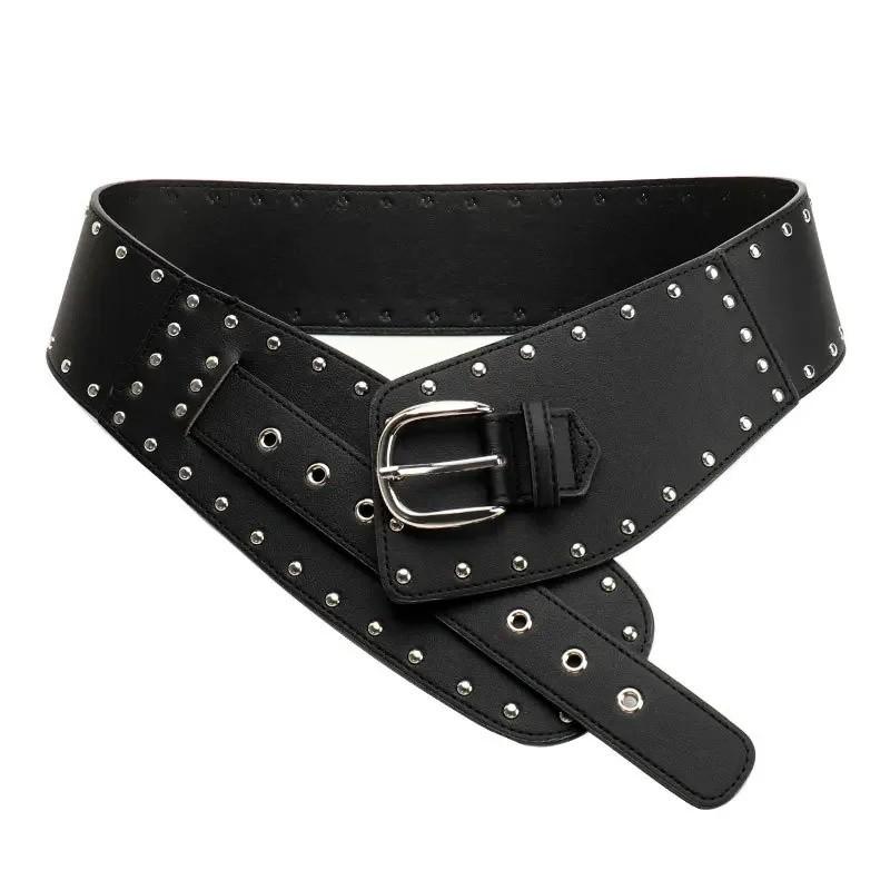 Vintage Irregular Wide Waist Belt With Alloy Buckle For Denim Pants Fashion Accessories