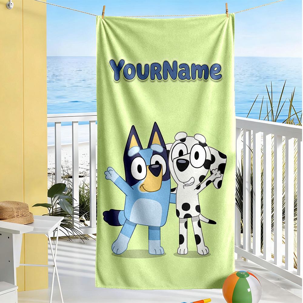 Bluey Personalized Name Beach Towel Super Soft & Absorbent Portable for SwimmingBeachCamping Travel Beach AccessoriesGym