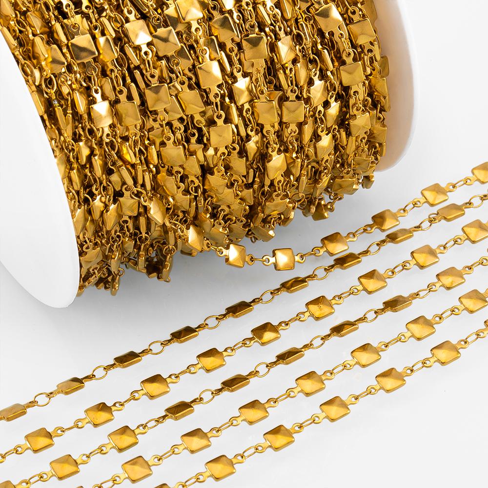 1M Trend Star Beaded Chain Stainless Steels Geometry Heart Square Leaf Cross Link Chain DIY Necklace Bracelet Jewelry Findings