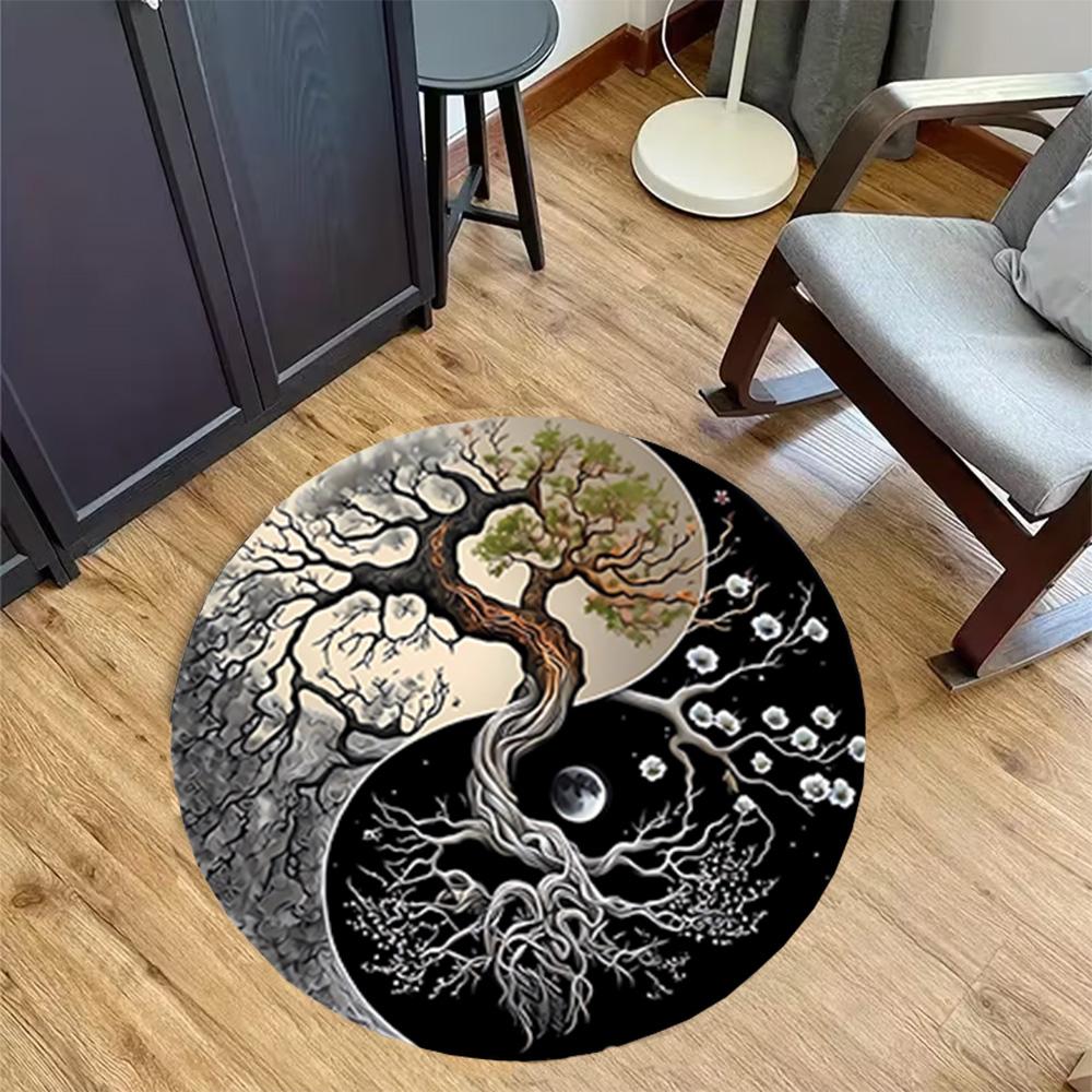 1pc Yin Yang Tree Design Non Slip Home Carpet Living Room Decoration Gift Idea
