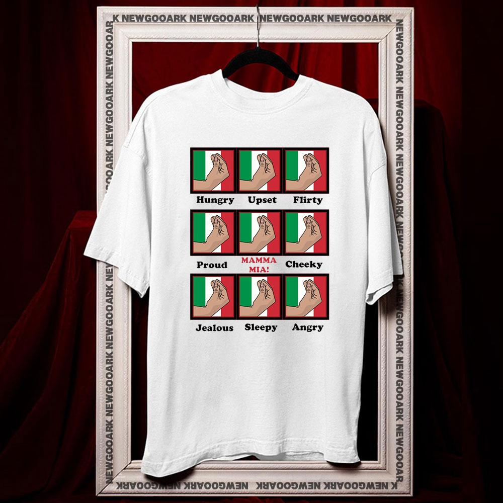 Italian gestures emotions chart shirt Women Unisex Casual cotton printed t shirts Adult fashion ropa hombre S