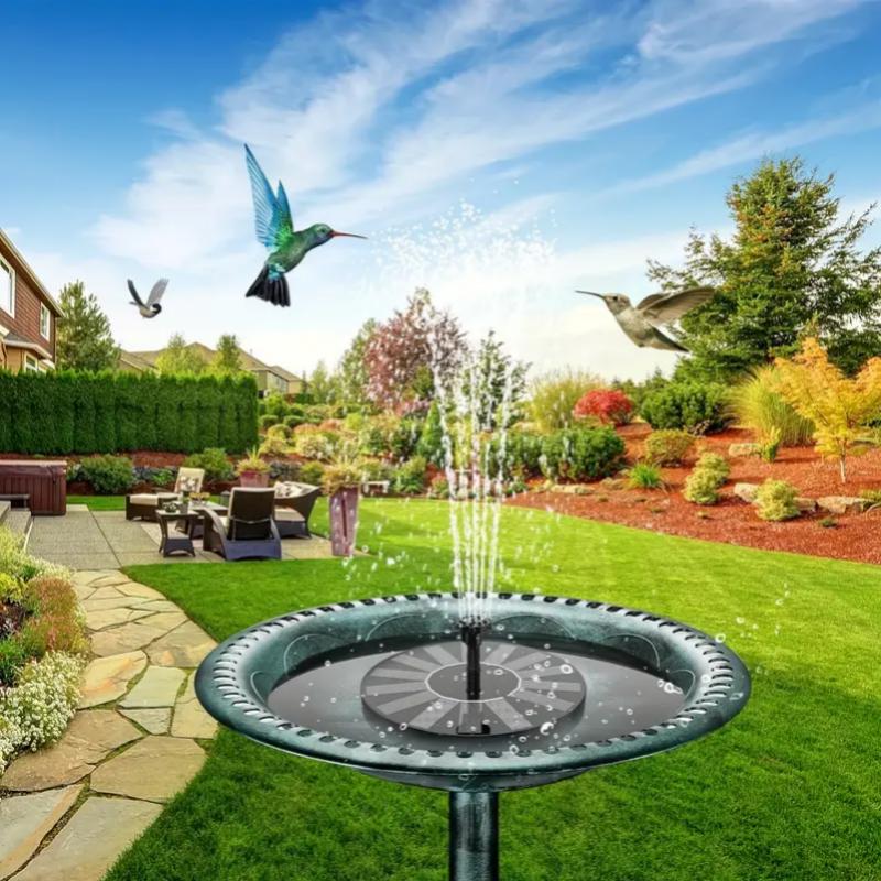 1.2W/1.4W Outdoor Solar Fountain with 6 Nozzle  Suitable for  Bird Bath Garden Fish Tank Pond Swimming Pool Garden Decoration