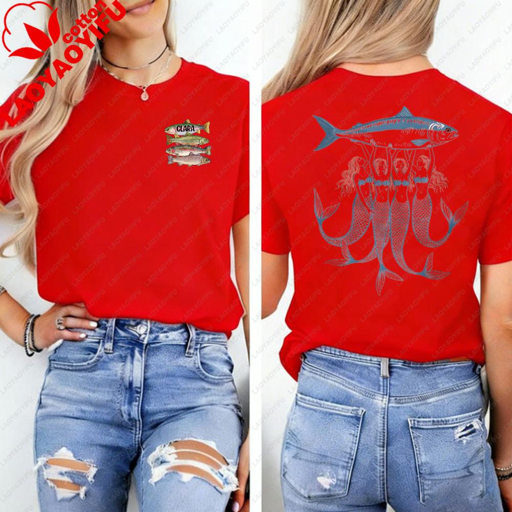 Sardines Fish Mermaid Shirt Girl Tinned Ocean Lover Gift Trendy Coastal Tee FisherUnisex Graphic Tshirts Regular Short Sleeve