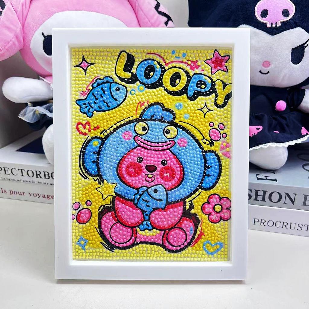 Cartoon Diamond Painting Children's Handmade Diy Diamond Stickers Bedroom Living Room Decorative Painting Masonry Painting with Photo Frame.
