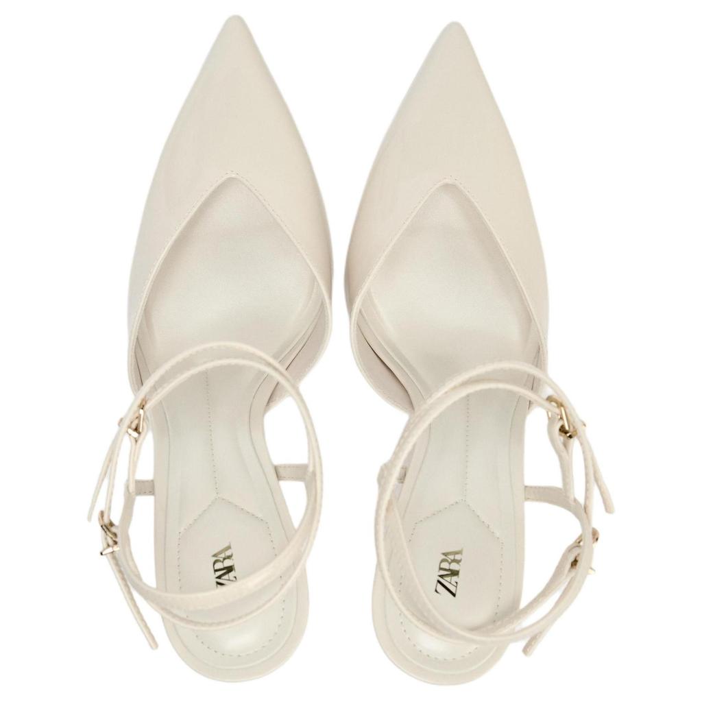 Zara Pu Elegant Fashionable Exquisite Open-Back Stiletto Heels 10Cm Women Heels White 12217510001