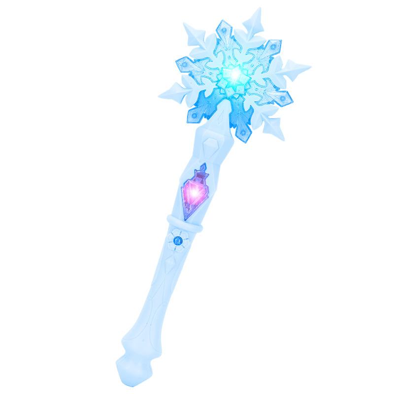 1Set Snowflake Light Sound Sticks Kid Cosplay Props Princess Wand Toy Fairy Girls Glowing Wands Christmas Halloween Children Toy