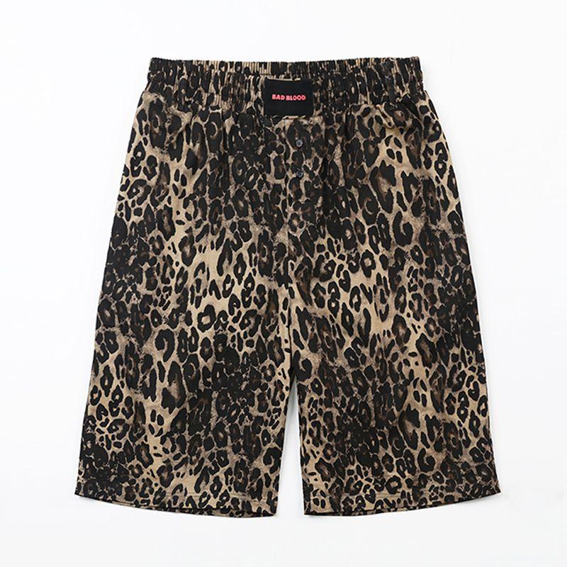 

South korea Badblood American Style Gyaru Leopard Print Shorts Women Casual Pants Retro Niche Sports Shorts Straight Pants Leopard print M