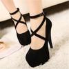 2026 Women's High Heels Round Head Stiletto Bride Wedding Shoe Ankle Buckle Platform Large Size Ladies Party Dress Pumps 11cm