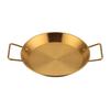 New 20cm/24cm/28cm Flat Bottomed Plate with Handle Gold Silver Snack Plate Stainless Steel Thicked Seafood Plate Seafood Cooking