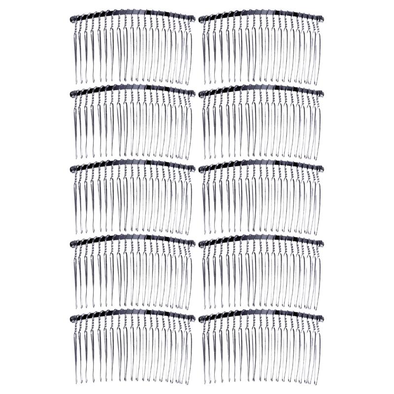 10pack Metal Bridal Wedding Comb Slide Bun Holder Headpieces Clips Grips for Elegant Wedding Accessories