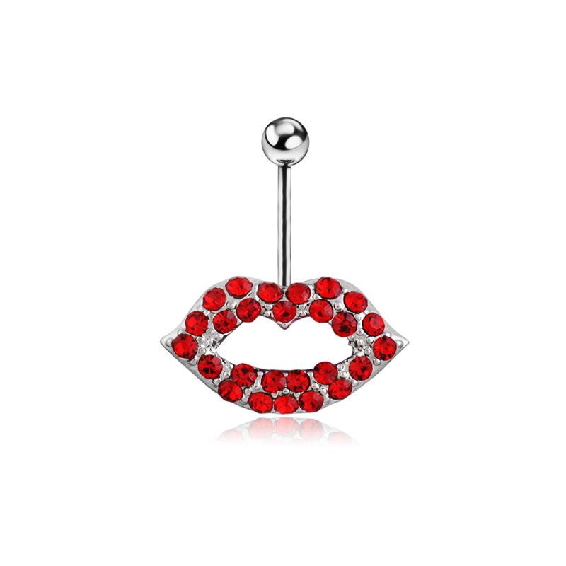 

Сексуальные красные губы, пряжка для пупка, изысканная мода, инкрустация бриллиантами, губы, пупок, кольцо в пупке красный