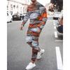 Men's Long-sleeved Spring-autumn Suit with Trendy Prints, Suitable for Daily Wear