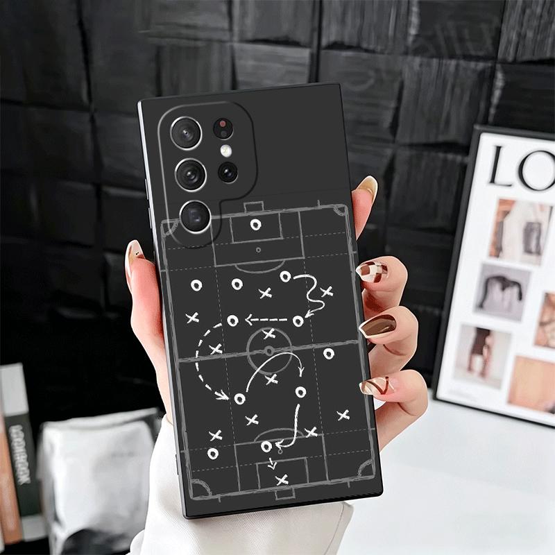 Football Soccer Tactics Time Soft Phone Case for Samsung Galaxy S26 S25 Edge S24 Ultra S23 Plus S22 S21 FE S20 Black Cover Back
