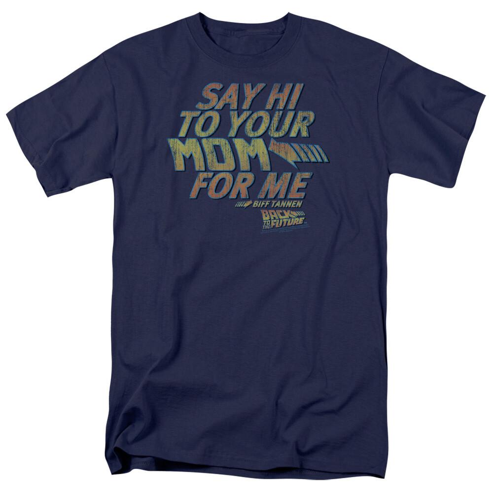 Back to the Future Say Hi T Shirt Mens Licensed Retro Movie Tee Biff Navy S