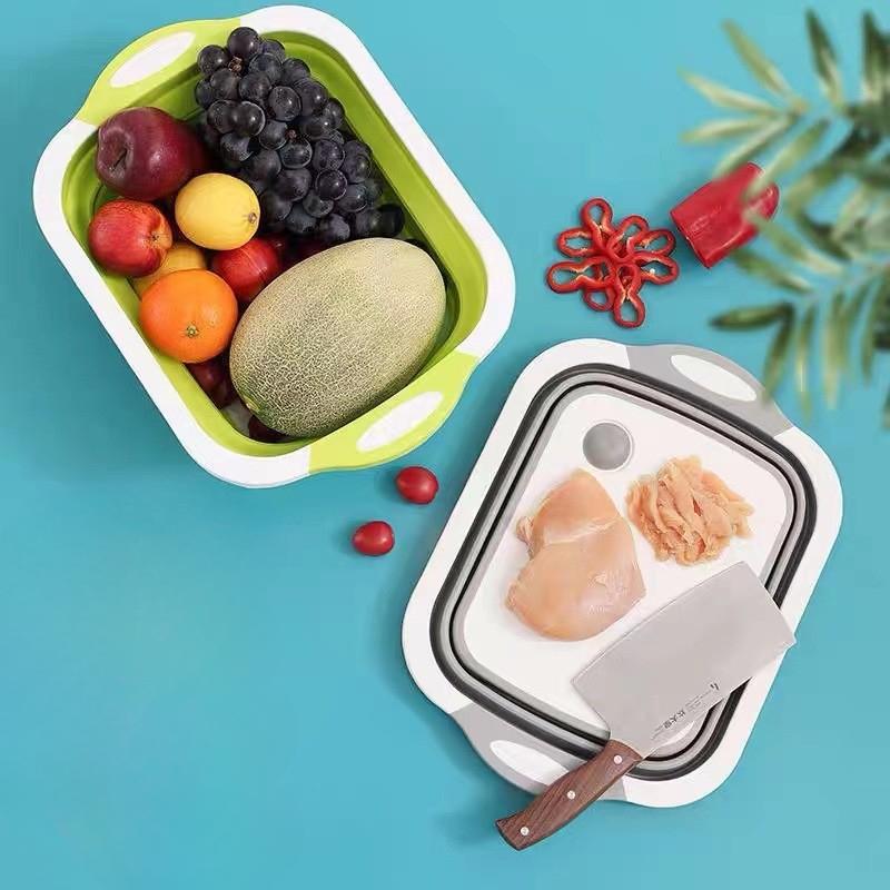3-In-1 Multifunctional Folding Cutting Board Kitchen Supplies Sink Wash Basin Drain Basket Portable Folding Cutting Board