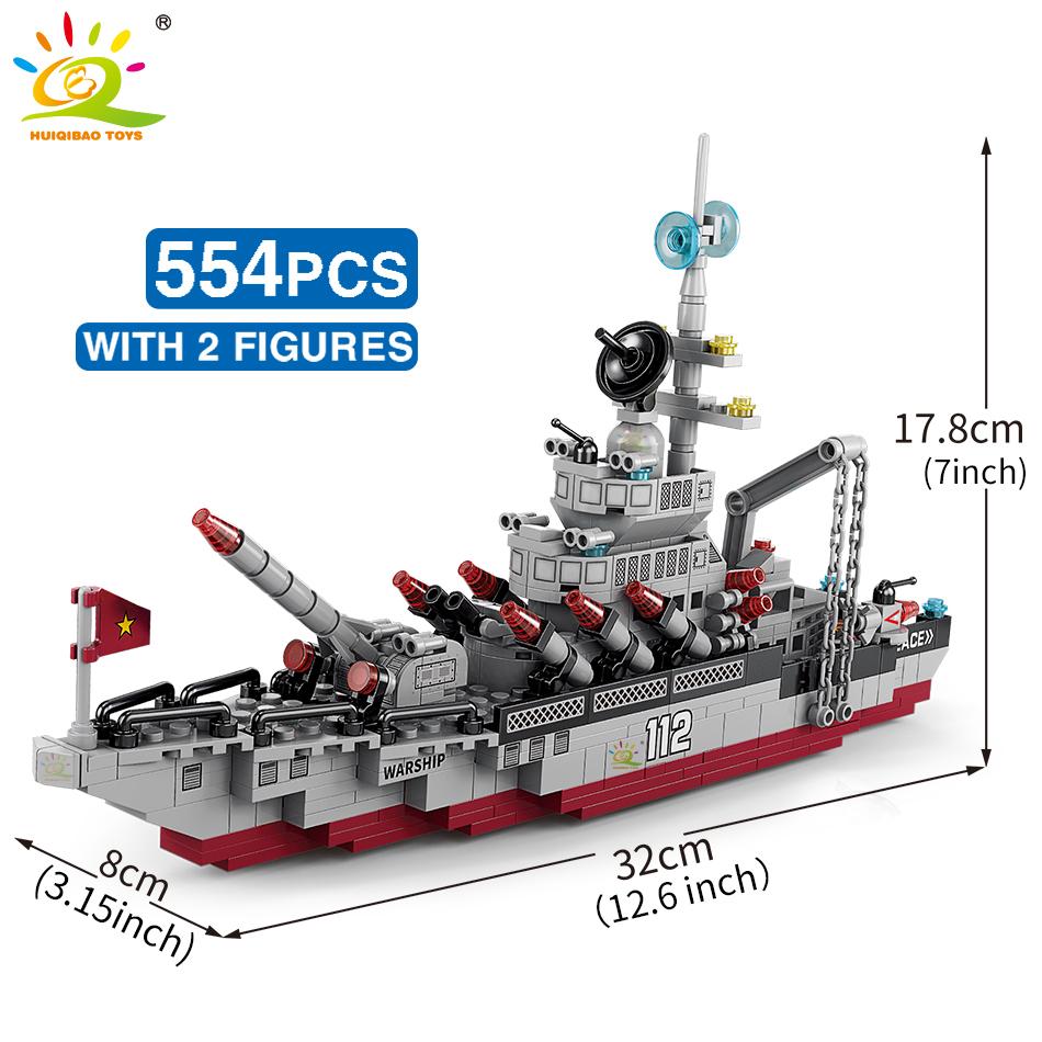Military Ship 554pcs 8in1 Aircraft Cruiser Building Blocks Army Warship Plane Truck Bricks City Children Toys for Boy