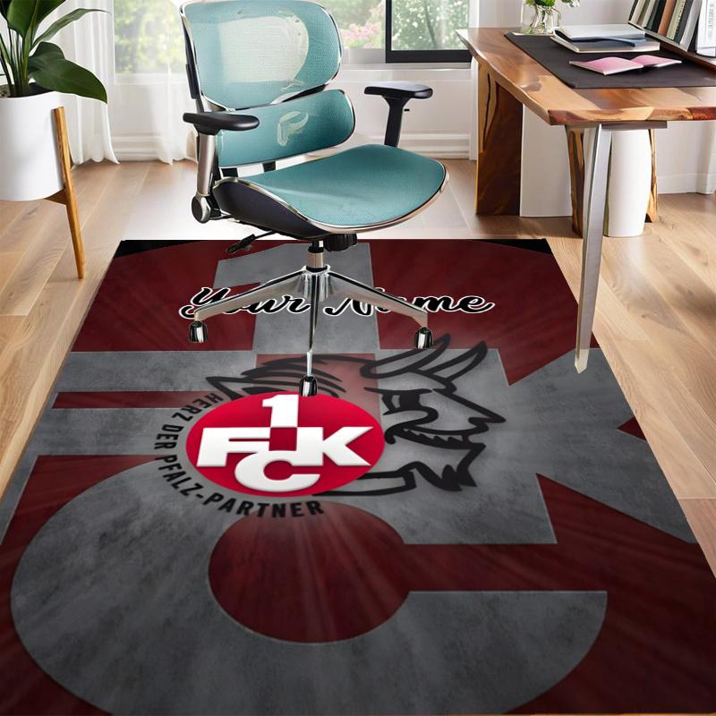 1.FC Kaiserslautern Design Area Rug Personalized Name- Non-Slip, Soft & Cozy Floor Mat for Living Room, Office - Indoor/Outdoor Carpet