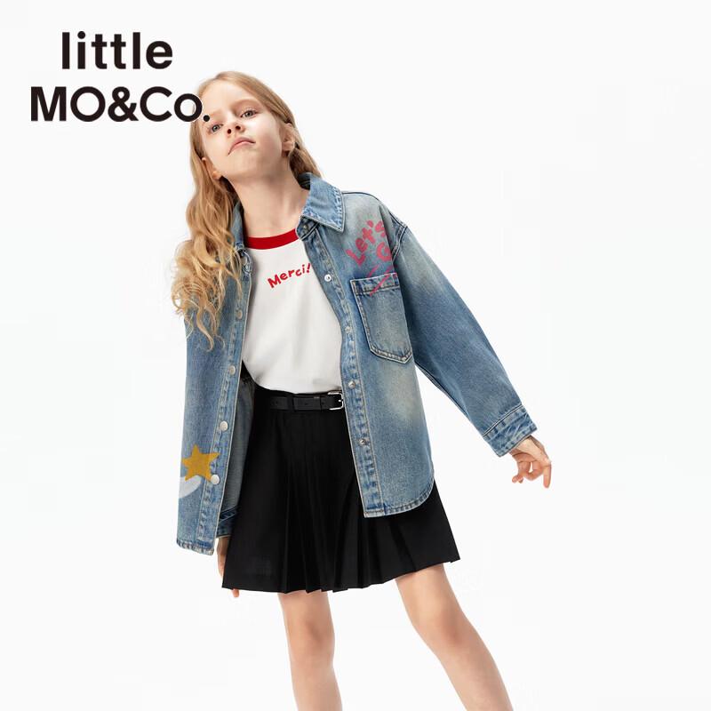 Little MO&Co. Kids Rabbit Print Denim Long-Sleeve Shirt 160 160/76