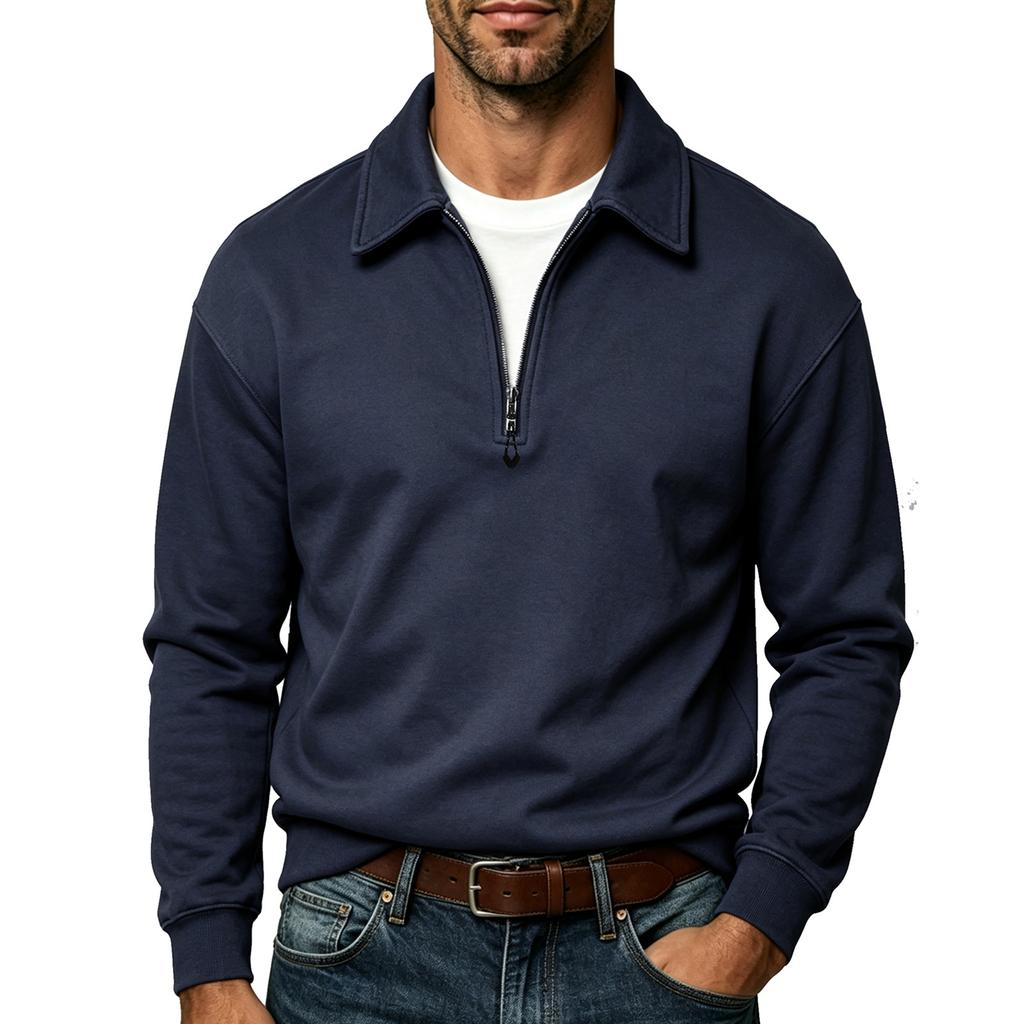 Men S Casual Plus Size Half Zip Long Sleeve Sweatshirt
