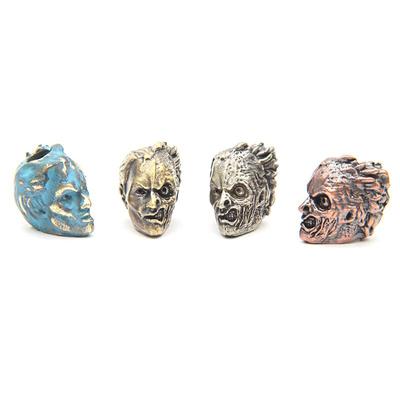 Nóż mosiężny wisiorek z koralików biżuteria nowoczesny brytyjski pół twarzy Zombie czaszka Demon figurki brelok DIY smycz wiszące akcesoria