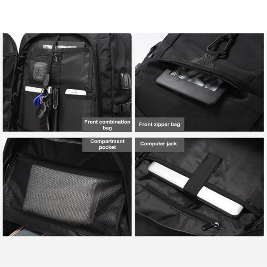 50/80L Backpack USB Charging Port Large Capacity Multi Pockets Adjustable Shoulder Strap Waterproof College Backpack Bag Hiking Business Daypack