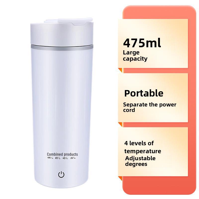 Compact Electric Travel Kettle - Portable Heated Water Cup and Insulated Health Pot