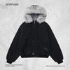 Men's Trendy American-Style Cotton Parka with Large Fur Hood, Versatile, Loose Fit, Plus Velvet for Winter Warmth