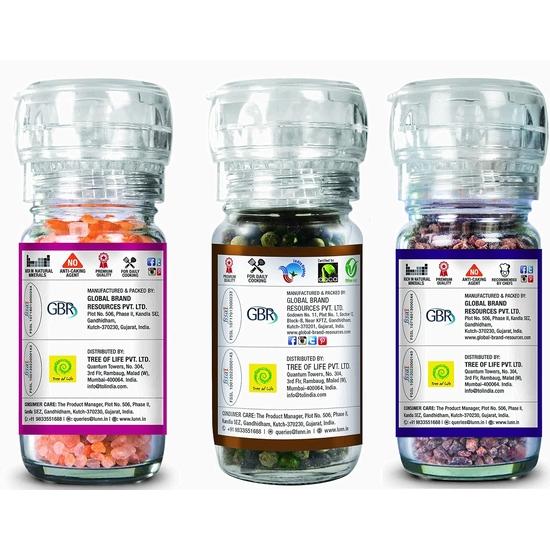 LUNN KOMBI AUS ROSA STEINSALZ & SCHWARZSALZ (JEWEILS 100 GMS) & PFEFFER (45 g)| (3ER-PACK) MÜHLE