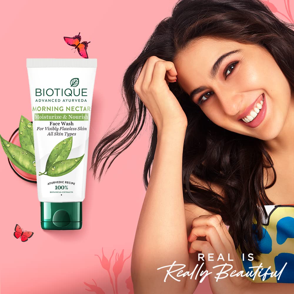 Biotique Morning Nectar Face Wash 150ml – Wild Turmeric & Neem for Flawless Skin – Hydrating & Brightening for All Skin Types