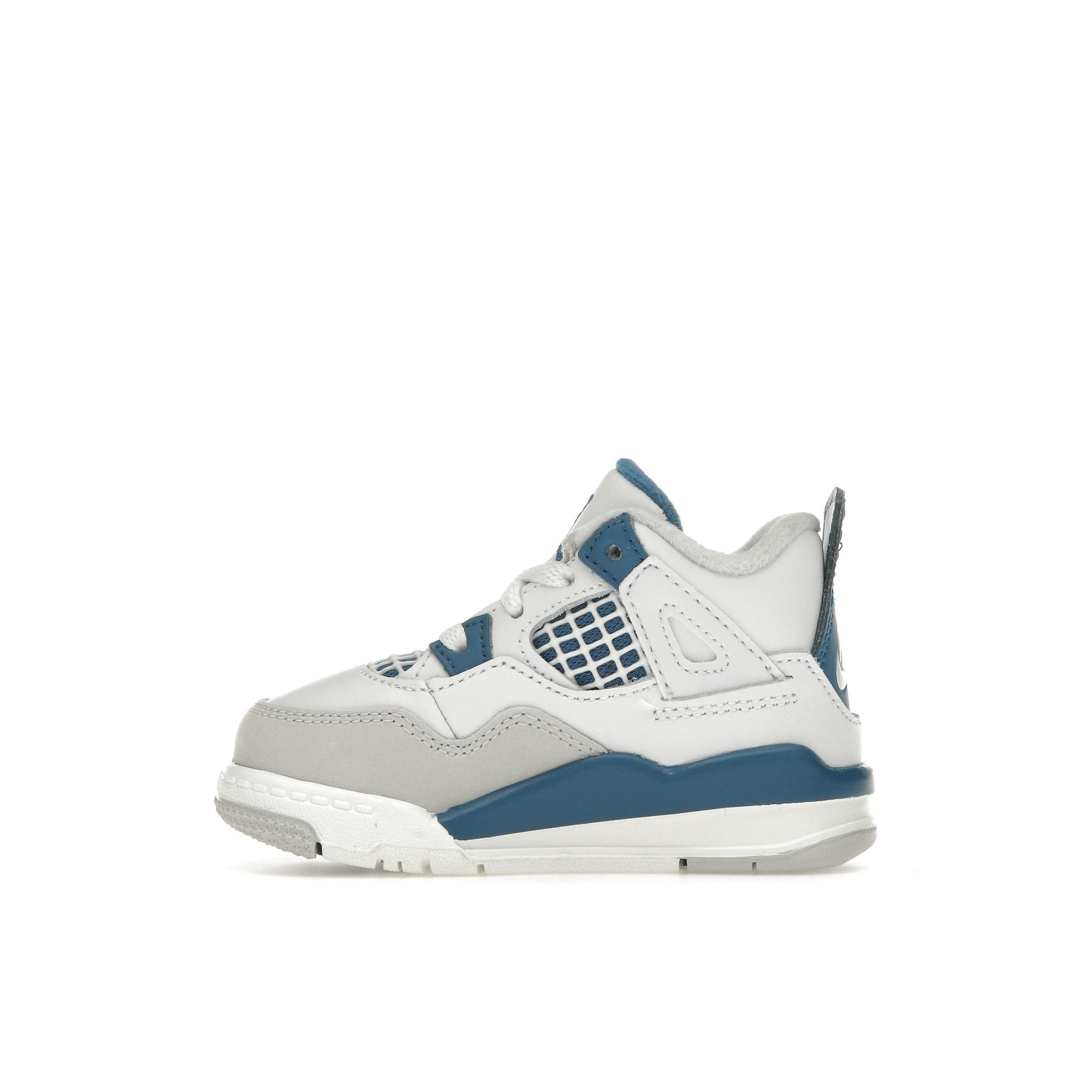 Детские кроссовки Air Jordan 4 Retro TD Military Blue 2024 Бело-белые Нейтрально-серые — фото 5